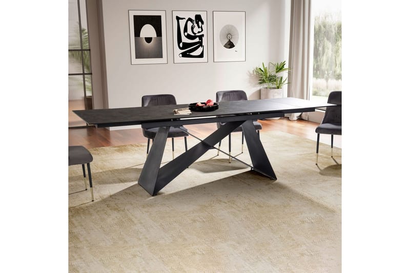 Matbord Wohnling Utdragbart 180-260 cm keramisk modern Z-ram design Svart, marmor svart - Svart, marmor svart - Möbler - Bord & matgrupp - Matbord & köksbord