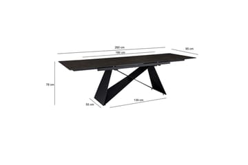Matbord Wohnling Utdragbart 180-260 cm keramisk modern Z-ram design Svart, marmor svart - Svart, marmor svart - Möbler - Bord & matgrupp - Matbord & köksbord