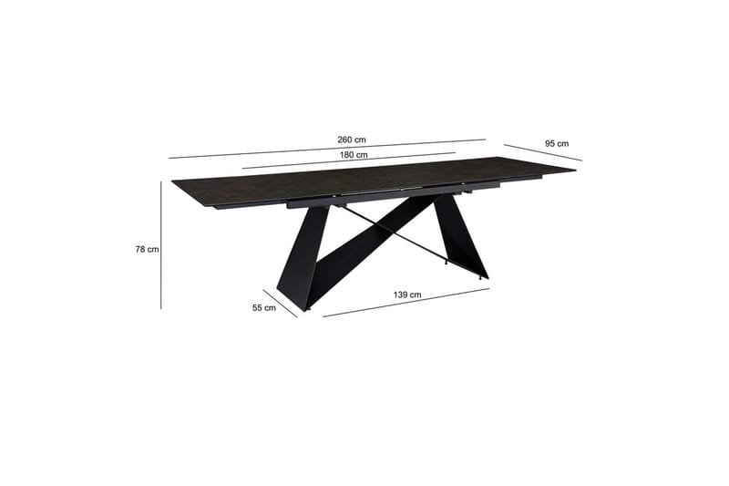 Matbord Wohnling Utdragbart 180-260 cm keramisk modern Z-ram design Svart, marmor svart - Svart, marmor svart - Möbler - Bord & matgrupp - Matbord & köksbord