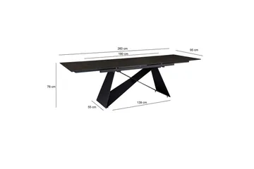 Matbord Wohnling Utdragbart 180-260 cm keramisk modern Z-ram design Svart, marmor svart - Svart, svart marmor - Möbler - Bord & matgrupp - Matbord & köksbord