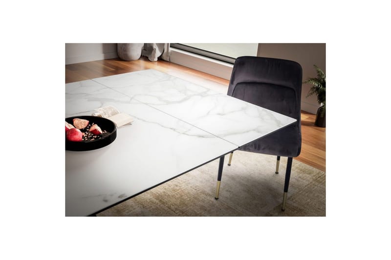 Matbord Wohnling Utdragbart 180-260 cm keramisk modern Z-ram design Svart, marmor vit - Svart, vit marmor - Möbler - Bord & matgrupp - Marmorbord