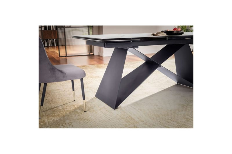 Matbord Wohnling Utdragbart 180-260 cm keramisk modern Z-ram design Svart, marmor vit - Svart, vit marmor - Möbler - Bord & matgrupp - Marmorbord