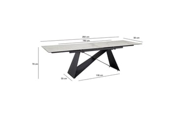 Matbord Wohnling Utdragbart 180-260 cm keramisk modern Z-ram design Svart, marmor vit - Svart, vit marmor - Möbler - Bord & matgrupp - Marmorbord