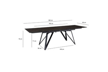 Matbord Wohnling Utdragbart 180-260 cm keramiskt vinklade metallben med hårnål Svart, marmor svart - Svart, marmor svart - Möbler - Bord & matgrupp - Matbord & köksbord