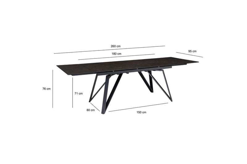 Matbord Wohnling Utdragbart 180-260 cm keramiskt vinklade metallben med hårnål Svart, marmor svart - Svart, marmor svart - Möbler - Bord & matgrupp - Matbord & köksbord