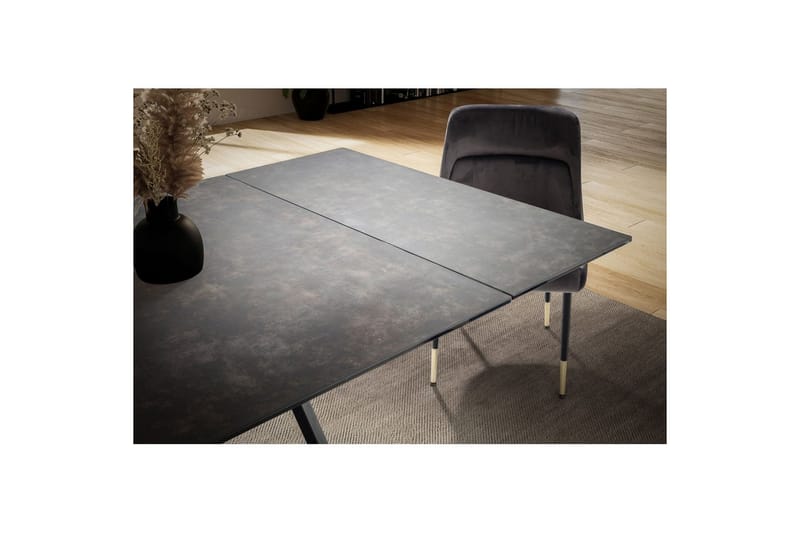 Matbord Wohnling Utdragbart 180-260 cm keramiskt vinklade metallben med hårnål Svart, marmor svart - Svart, marmor svart - Möbler - Bord & matgrupp - Matbord & köksbord