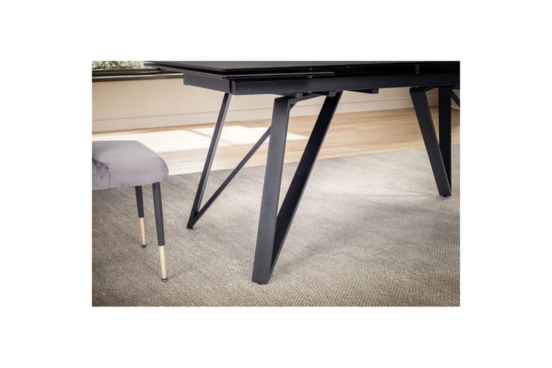 Matbord Wohnling Utdragbart 180-260 cm keramiskt vinklade metallben med hårnål Svart, marmor svart - Svart, marmor svart - Möbler - Bord & matgrupp - Matbord & köksbord