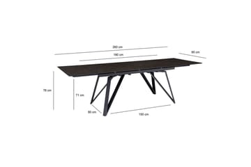Matbord Wohnling Utdragbart 180-260 cm keramiskt vinklade metallben med hårnål Svart, marmor svart - Svart, svart marmor - Möbler - Bord & matgrupp - Marmorbord