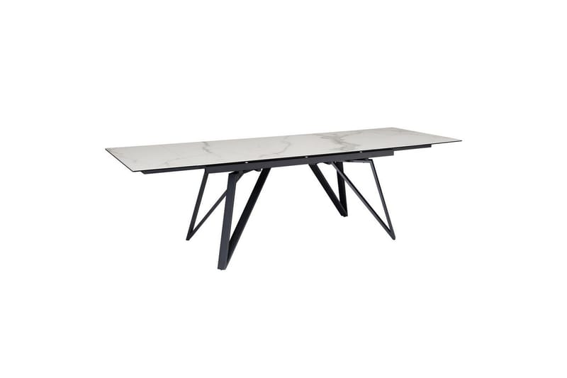 Matbord Wohnling Utdragbart 180-260 cm keramiskt vinklade metallben med hårnål Svart, marmor vit - Svart, marmor vit - Möbler - Bord & matgrupp - Matbord & köksbord