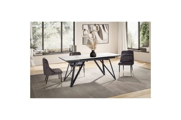 Matbord Wohnling Utdragbart 180-260 cm keramiskt vinklade metallben med hårnål Svart, marmor vit - Svart, marmor vit - Möbler - Bord & matgrupp - Matbord & köksbord