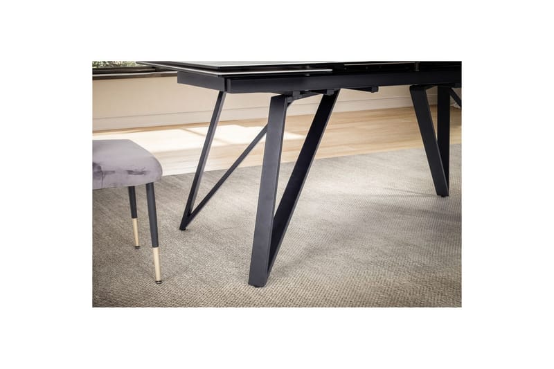 Matbord Wohnling Utdragbart 180-260 cm keramiskt vinklade metallben med hårnål Svart, marmor vit - Svart, marmor vit - Möbler - Bord & matgrupp - Matbord & köksbord