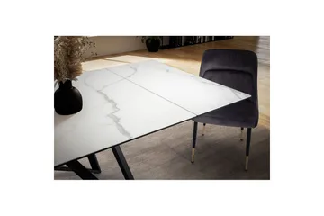 Matbord Wohnling Utdragbart 180-260 cm keramiskt vinklade metallben med hårnål Svart, marmor vit - Svart, vit marmor - Möbler - Bord & matgrupp - Marmorbord