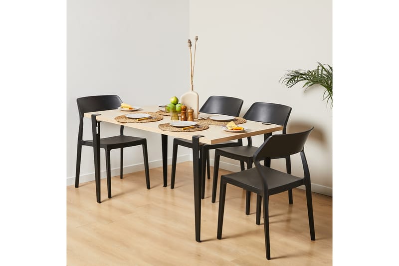 Matbord Pineios 150x75 cm Brun/Svart - Hanah Home - Möbler - Bord & matgrupp - Matbord & köksbord