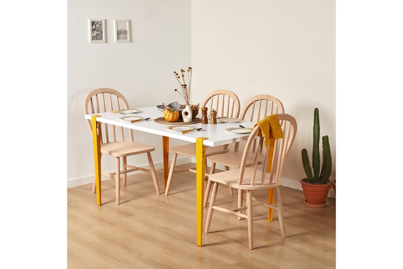 Matbord Pineios 150x75 cm Vit/Gul - Hanah Home - Möbler - Bord & matgrupp - Matbord & köksbord