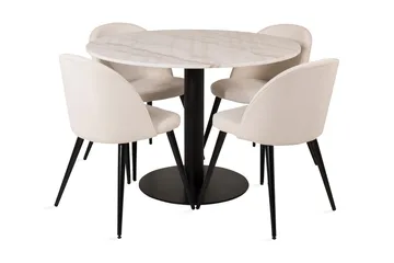 Admira Matbord 106 cm Runt Marmor med 4 st Valera Matstol - Beige / Marmor - Möbler - Bord & matgrupp - Matgrupp