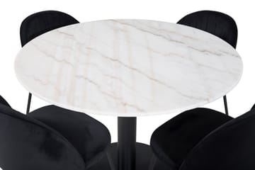 Admira Matgrupp 106 cm Rund inkl 4 Foyos Stolar - Marmor/Vit/Svart - Möbler - Bord & matgrupp - Matgrupp