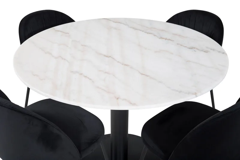 Admira Matgrupp 106 cm Rund inkl 4 Foyos Stolar - Marmor/Vit/Svart - Möbler - Bord & matgrupp - Matgrupp