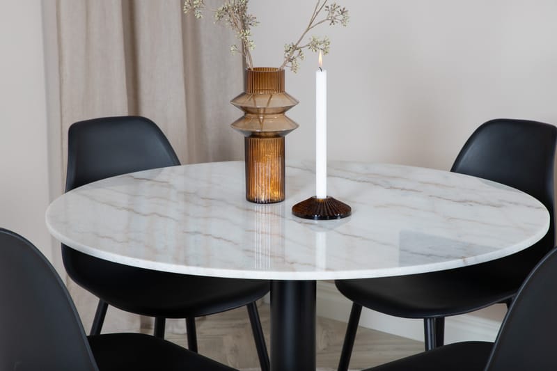 Admira Matgrupp 106 cm Rund inkl 4 Ypas Stolar - Marmor/Vit/Svart - Möbler - Bord & matgrupp - Matgrupp