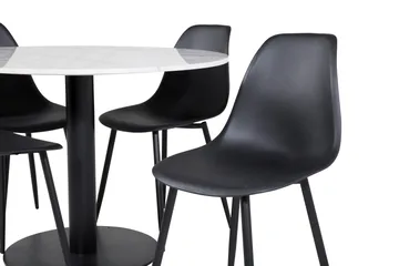 Admira Matgrupp 106 cm Rund inkl 4 Ypas Stolar - Marmor/Vit/Svart - Möbler - Bord & matgrupp - Matgrupp