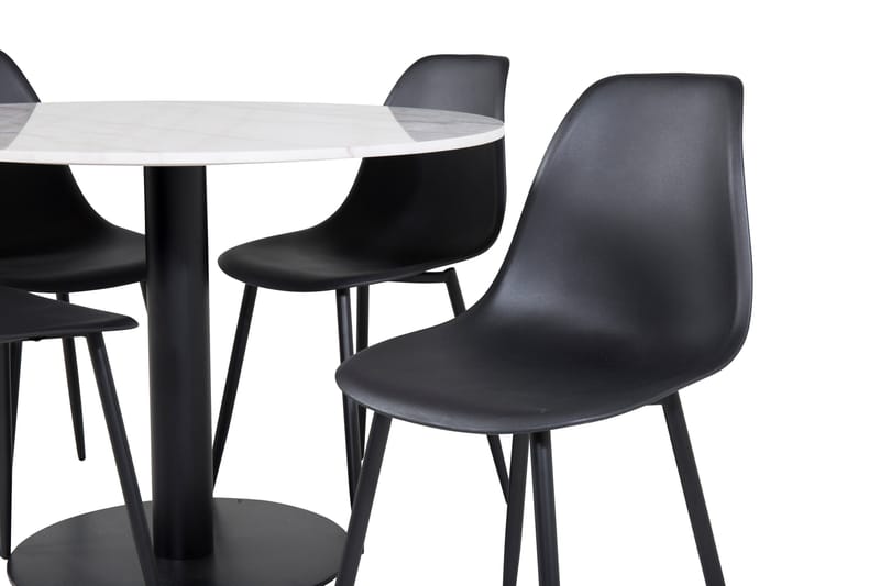 Admira Matgrupp 106 cm Rund inkl 4 Ypas Stolar - Marmor/Vit/Svart - Möbler - Bord & matgrupp - Matgrupp
