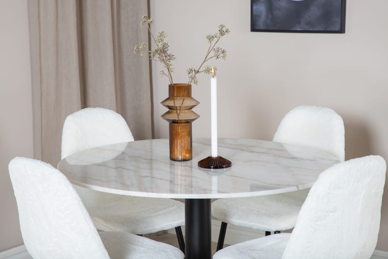 Admira Matgrupp 106 cm Rund inkl 4 Ypas Stolar - Marmor/Vit/Svart - Möbler - Bord & matgrupp - Matgrupp