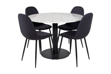 Admira Matgrupp 106 cm Rund inkl 4 Ypas Stolar - Marmor/Vit/Svart - Möbler - Bord & matgrupp - Matgrupp