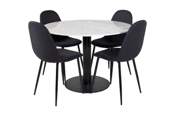 Admira Matgrupp 106 cm Rund inkl 4 Ypas Stolar - Marmor/Vit/Svart - Möbler - Bord & matgrupp - Matgrupp