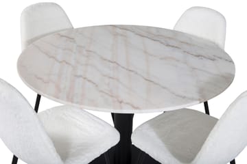 Admira Matgrupp 106 cm Rund inkl 4 Ypas Stolar - Marmor/Vit/Svart - Möbler - Bord & matgrupp - Matgrupp