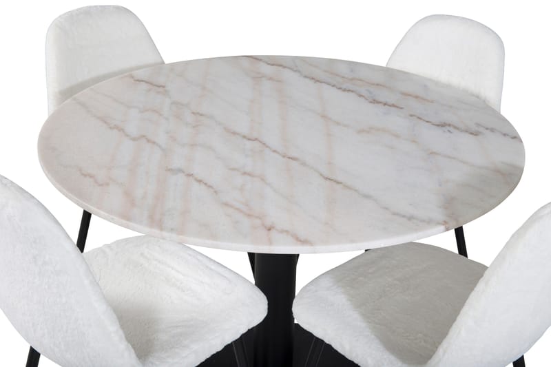 Admira Matgrupp 106 cm Rund inkl 4 Ypas Stolar - Marmor/Vit/Svart - Möbler - Bord & matgrupp - Matgrupp