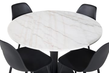 Admira Matgrupp 106 cm Rund inkl 4 Ypas Stolar - Marmor/Vit/Svart - Möbler - Bord & matgrupp - Matgrupp