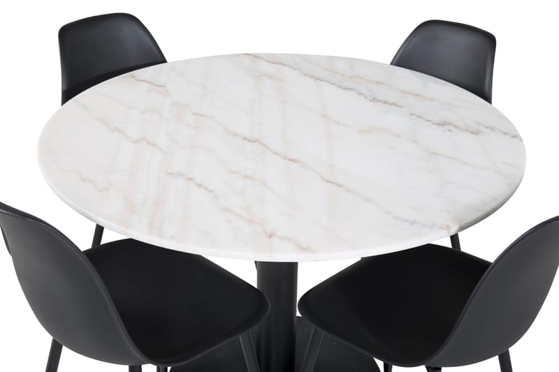 Admira Matgrupp 106 cm Rund inkl 4 Ypas Stolar - Marmor/Vit/Svart - Möbler - Bord & matgrupp - Matgrupp