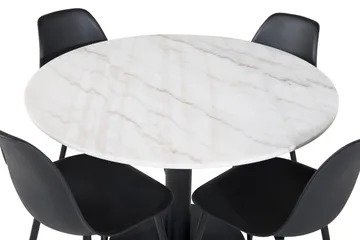 Admira Matgrupp 106 cm Rund inkl 4 Ypas Stolar - Marmor/Vit/Svart - Möbler - Bord & matgrupp - Matgrupp