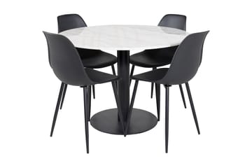 Admira Matgrupp 106 cm Rund inkl 4 Ypas Stolar - Marmor/Vit/Svart - Möbler - Bord & matgrupp - Matgrupp