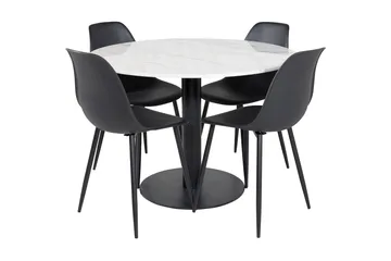 Admira Matgrupp 106 cm Rund inkl 4 Ypas Stolar - Marmor/Vit/Svart - Möbler - Bord & matgrupp - Matgrupp
