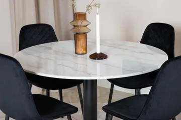 Admira Matgrupp 106 cm Rund inkl 4 Ypas Stolar - Marmor/Vit/Svart - Möbler - Bord & matgrupp - Matgrupp