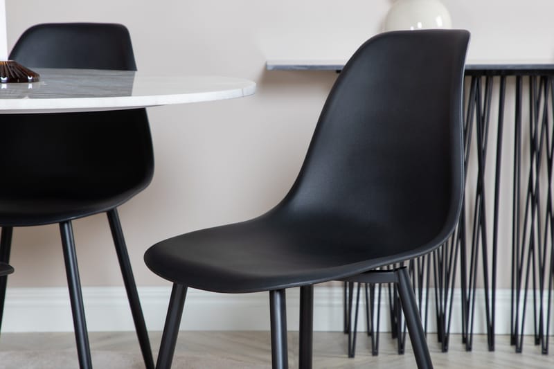 Admira Matgrupp 106 cm Rund inkl 4 Ypas Stolar - Marmor/Vit/Svart - Möbler - Bord & matgrupp - Matgrupp