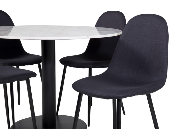 Admira Matgrupp 106 cm Rund inkl 4 Ypas Stolar - Marmor/Vit/Svart - Möbler - Bord & matgrupp - Matgrupp