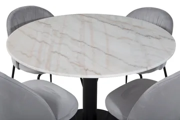 Admira Matgrupp 106 cm Runt Marmor inkl 4 Foyos Stolar - Vit/Svart/Grå - Möbler - Bord & matgrupp - Matgrupp