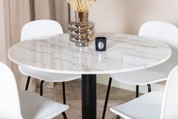 Admira Matgrupp 106 cm Runt Marmor inkl 4 Kullersbro Stolar - Vit/Svart - Möbler - Bord & matgrupp - Matgrupp