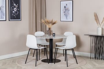 Admira Matgrupp 106 cm Runt Marmor inkl 4 Kullersbro Stolar - Vit/Svart - Möbler - Bord & matgrupp - Matgrupp