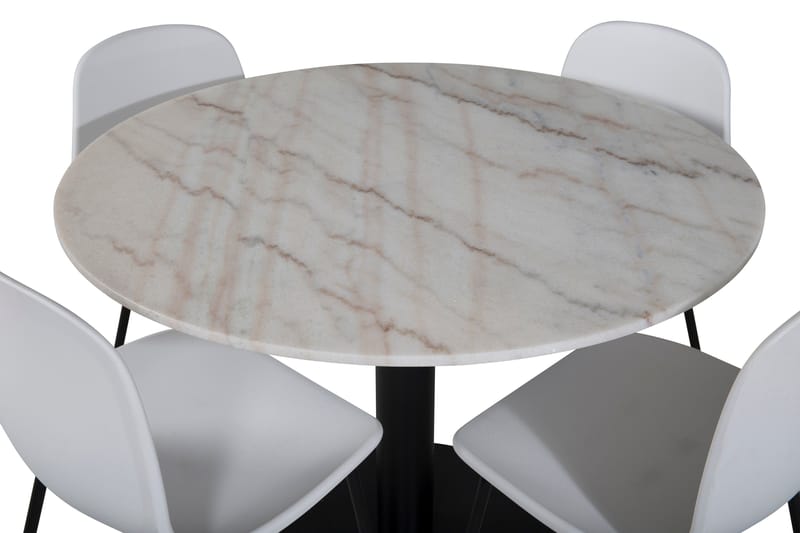 Admira Matgrupp 106 cm Runt Marmor inkl 4 Kullersbro Stolar - Vit/Svart - Möbler - Bord & matgrupp - Matgrupp