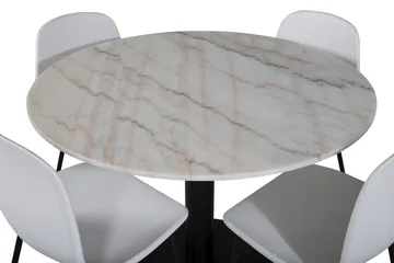 Admira Matgrupp 106 cm Runt Marmor inkl 4 Kullersbro Stolar - Vit/Svart - Möbler - Bord & matgrupp - Matgrupp