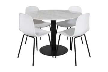 Admira Matgrupp 106 cm Runt Marmor inkl 4 Kullersbro Stolar - Vit/Svart - Möbler - Bord & matgrupp - Matgrupp