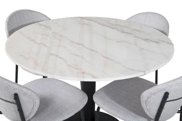 Admira Matgrupp 106 cm Runt Marmor inkl 4 Moncoll Stolar - Vit/Svart/Beige - Möbler - Bord & matgrupp - Matgrupp