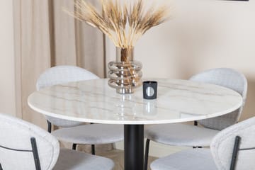 Admira Matgrupp 106 cm Runt Marmor inkl 4 Moncoll Stolar - Vit/Svart/Beige - Möbler - Bord & matgrupp - Matgrupp