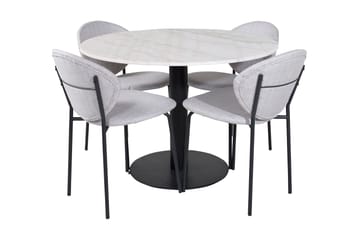 Admira Matgrupp 106 cm Runt Marmor inkl 4 Moncoll Stolar - Vit/Svart/Beige - Möbler - Bord & matgrupp - Matgrupp