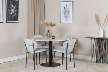 Admira Matgrupp 106 cm Runt Marmor inkl 4 Moncoll Stolar - Vit/Svart/Beige - Möbler - Bord & matgrupp - Matgrupp