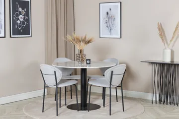 Admira Matgrupp 106 cm Runt Marmor inkl 4 Moncoll Stolar - Vit/Svart/Beige - Möbler - Bord & matgrupp - Matgrupp