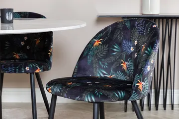 Admira Matgrupp 106 cm Runt Marmor inkl 4 Sedavi Stolar - Vit/Svart/Blå - Möbler - Bord & matgrupp - Matgrupp