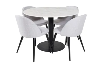Admira Matgrupp 106 cm Runt Marmor inkl 4 Sedavi Stolar - Vit/Svart/Grå - Möbler - Bord & matgrupp - Matgrupp
